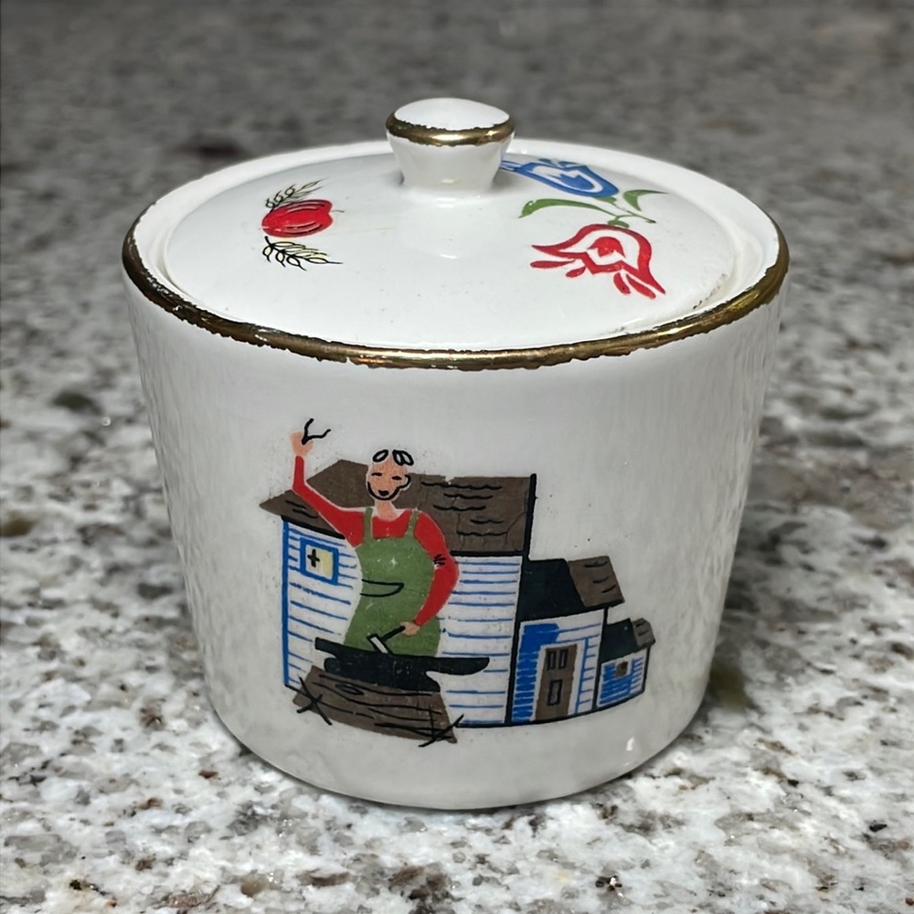Vintage Blacksmith Ceramic Container